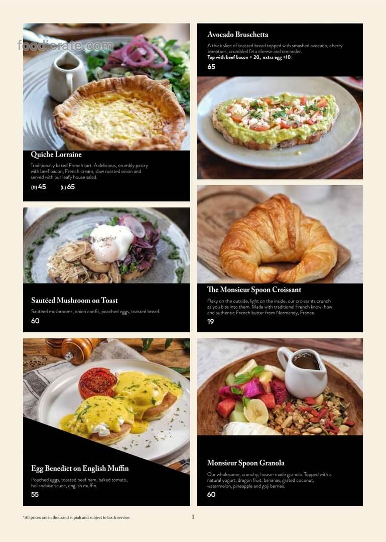 Monsieur Spoon Prefere Plaza Indonesia (PI) Thamrin Daftar Harga Menu