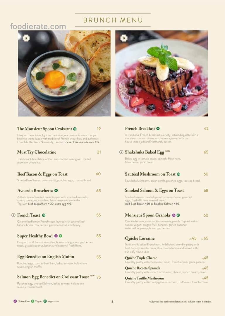 Monsieur Spoon Prefere Plaza Indonesia (PI) Thamrin Daftar Harga Menu