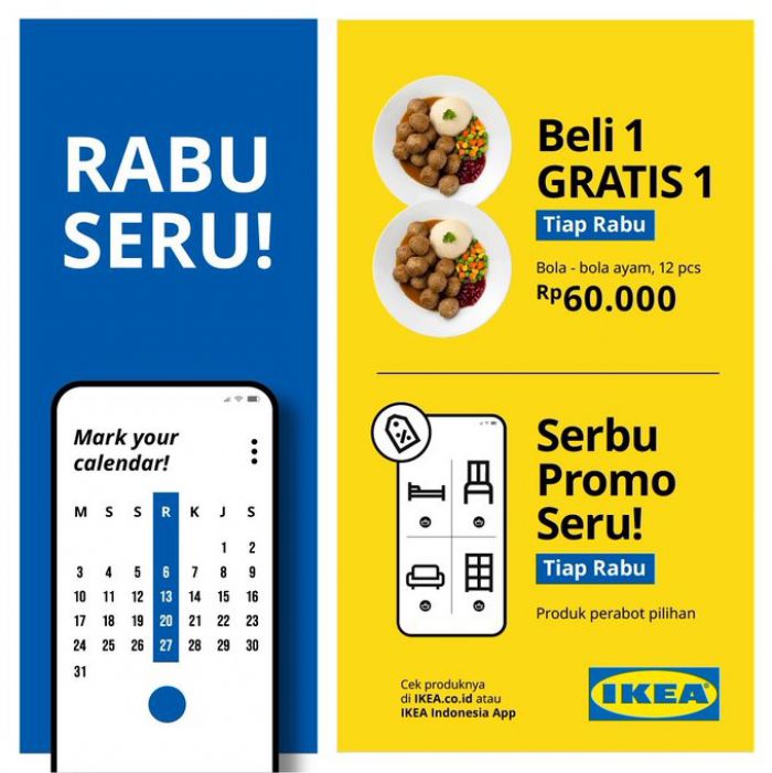 Promo IKEA Rabu Seru Beli 1 Gratis 1 Dapat 24 Pcs Bola Bola Ayam Hanya