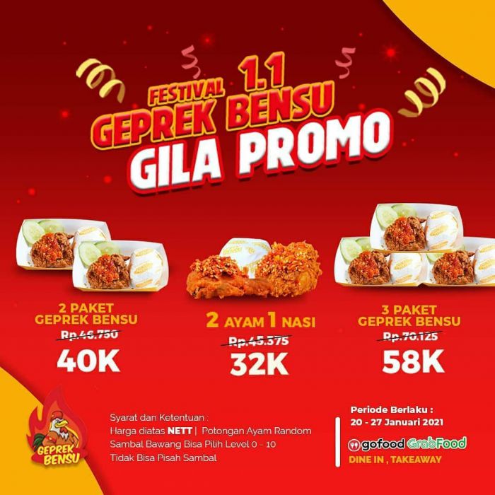 Promo Geprek Bensu Festival 1 1 Paket Mulai Rp 32 Ribu Foodierate
