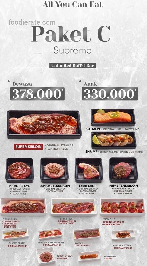 Steak 21 Buffet Central Park Mall Slipi Daftar Harga Menu Steak 21