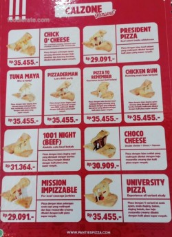 Daftar Harga Menu Panties Pizza