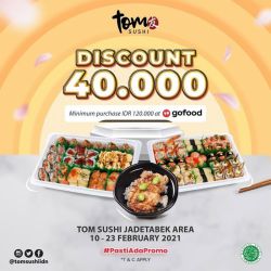 Promo Tom Sushi Gofood - 40%