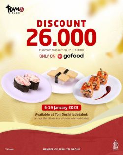 Promo Tom Sushi Gofood - 26k