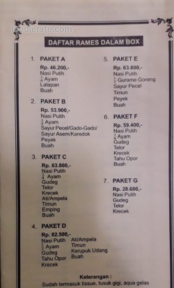 Daftar Harga Menu Ayam Goreng Suharti