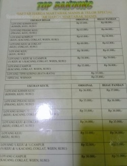 Daftar Harga Menu Martabak Top Bandung