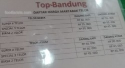 Daftar Harga Menu Martabak Top Bandung