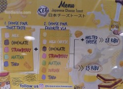 Daftar Harga Menu KEI Japanese Cheese Toast