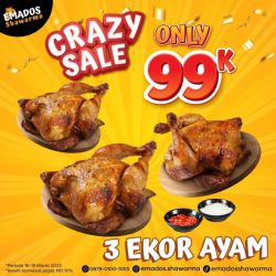 Promo Emado's Shawarma Crazy Sale 3 Ekor Ayam - 99k
