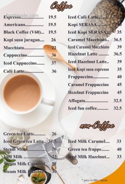 Daftar Harga Menu Serasa Coffee House
