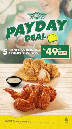 Promo Wingstop Payday Deal 5 Crunchy Wings + 5 Boneless Wings - 49k