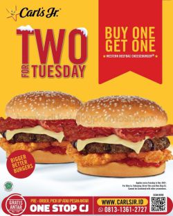 Promo Carl's Jr. Two For Tuesday - Buy 1 Get 1 Free