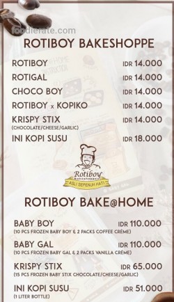 Daftar Harga Menu Roti Boy