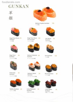 Daftar Harga Menu Gion The Sushi Bar
