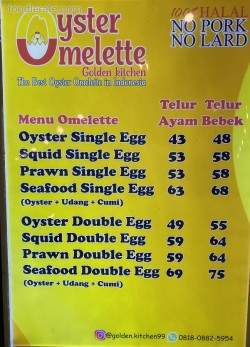 Daftar Harga Menu Oyster Omelette