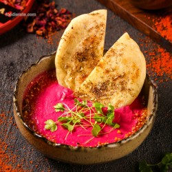 Beetroot Hummus With Feta Cheese