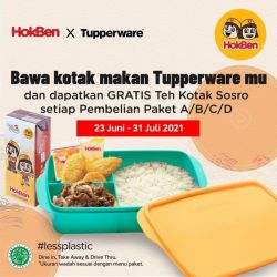 Promo HokBen (Hoka Hoka Bento) Bawa Tupperware - Free Teh Kotak Sosro