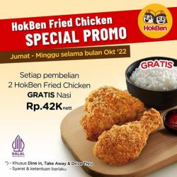 Promo HokBen (Hoka Hoka Bento) - Buy 2 Fried Chicken Free Rice